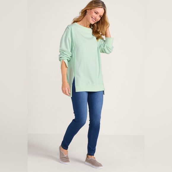 Soft Surroundings Kika French Terry Tunic Honeydew Sweatshirt Size 1X EUC - Picture 2 of 11